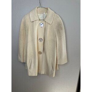 Vintage Youthcraft Cream Wool Blend Swing Coat Mother Of Pearl Mid-Length‎